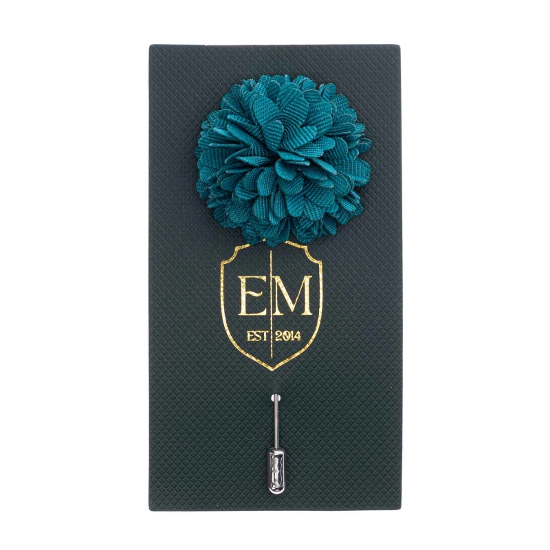 Szpilka do butonierki kwiat 3D butelkowa zieleń EM