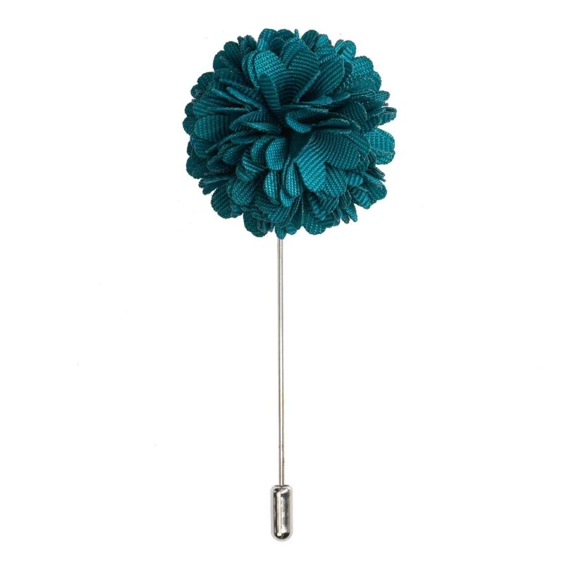Szpilka do butonierki kwiat 3D butelkowa zieleń EM