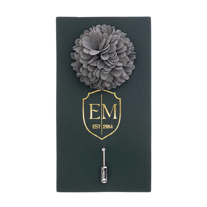 Szpilka do butonierki kwiat 3D grafitowa EM