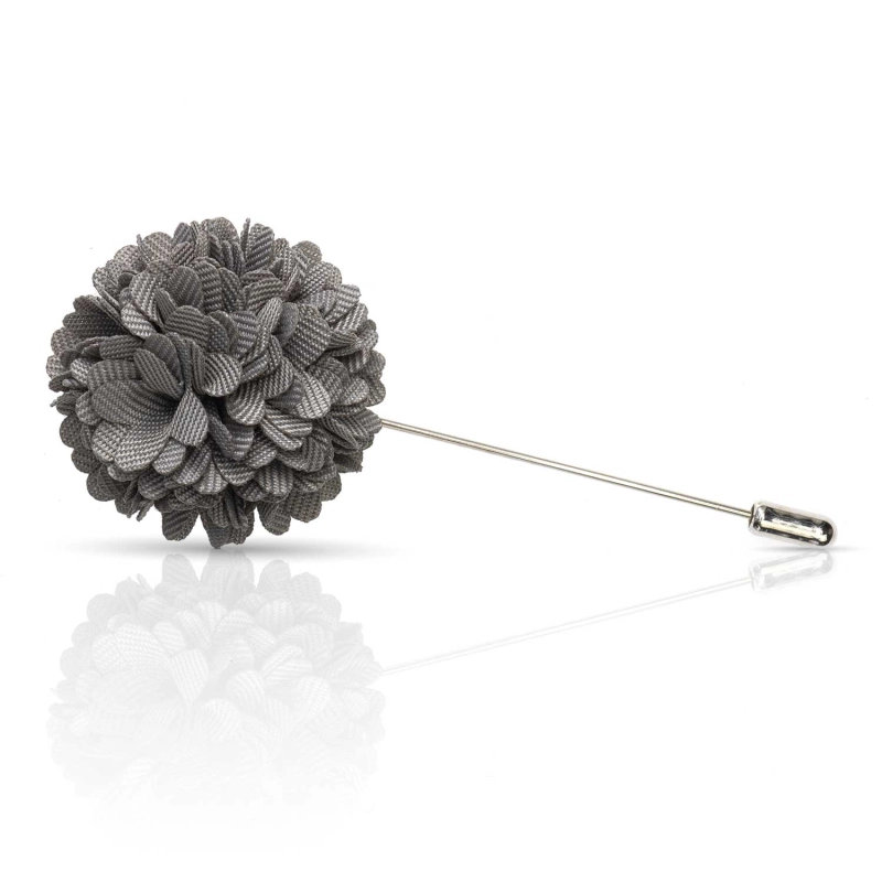 Szpilka do butonierki kwiat 3D grafitowa EM