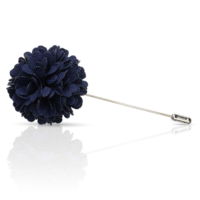 Szpilka do butonierki kwiat 3D ciemna granatowa EM