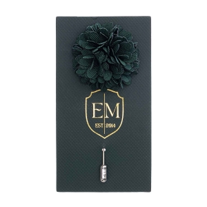 Szpilka do butonierki kwiat 3D butelkowa zieleń EM