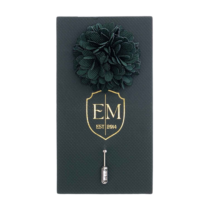 Szpilka do butonierki kwiat 3D butelkowa zieleń EM