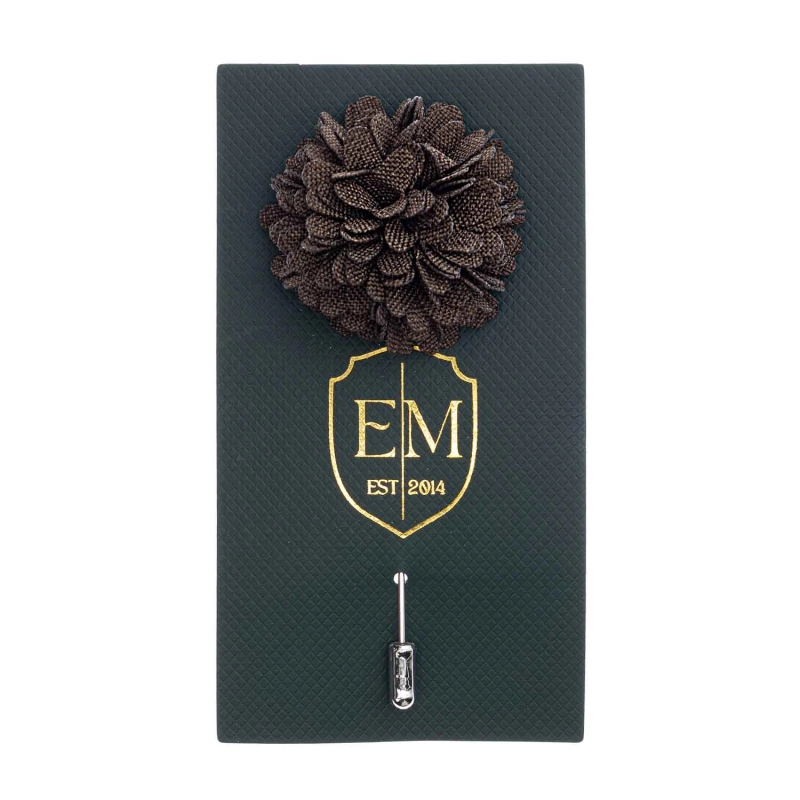 Szpilka do butonierki kwiat 3D brązowa EM