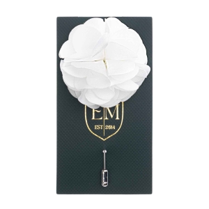 Szpilka do butonierki ślubna kwiat goździk w kolorze białym duża EM