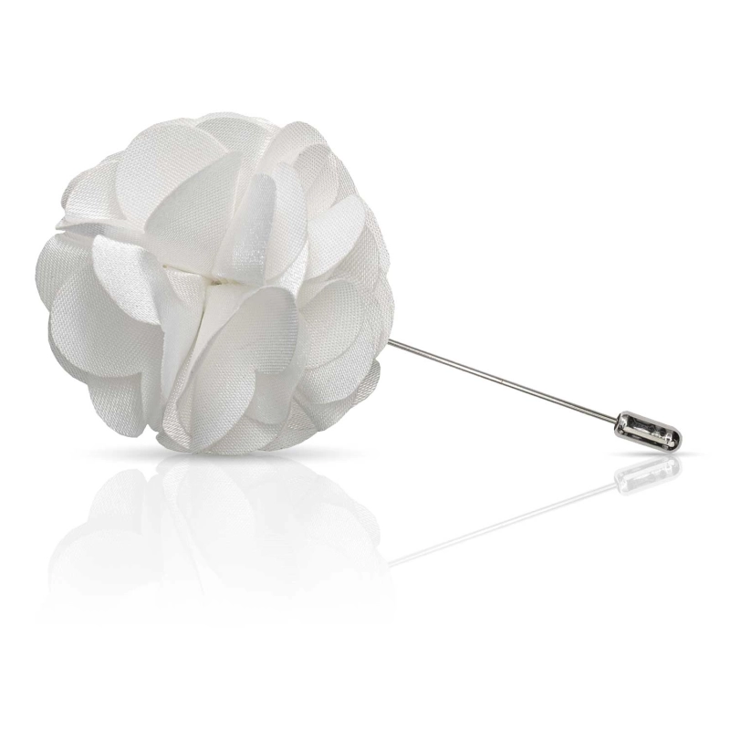 Szpilka do butonierki ślubna kwiat goździk w kolorze białym duża EM