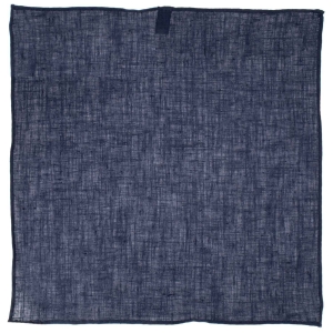 Poszetka lniana granatowa - marynistyczna obszyta ręcznie EM