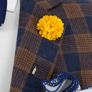 Szpilka do butonierki kwiat 3D żółty - kanarkowy EM