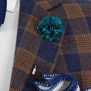 Szpilka do butonierki kwiat 3D butelkowa zieleń EM