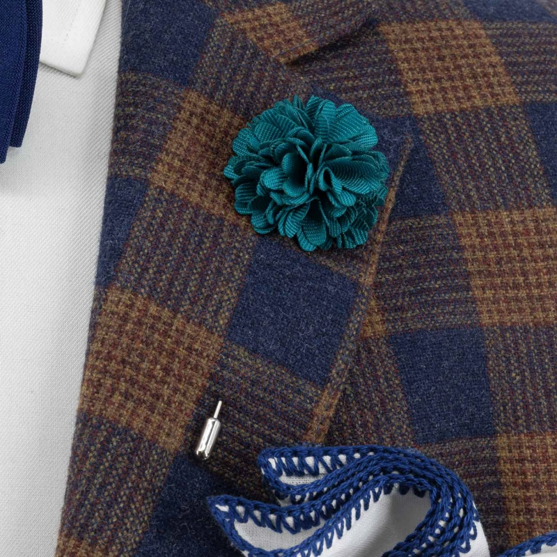 Szpilka do butonierki kwiat 3D butelkowa zieleń EM