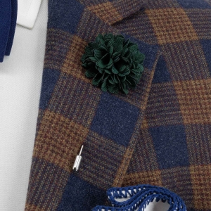 Szpilka do butonierki kwiat 3D butelkowa zieleń EM