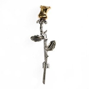 Szpilka do krawatu / butonierki złoto - srebrna róża EM