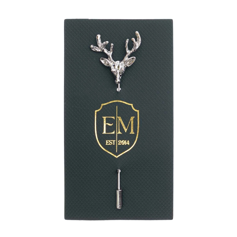 Szpilka do krawatu / butonierki srebrne poroże renifera EM