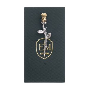 Szpilka do krawatu / butonierki złoto - srebrna róża EM