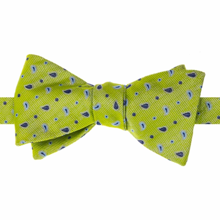 Mucha do wiązania jedwabna zielona w krople żakardowa EM