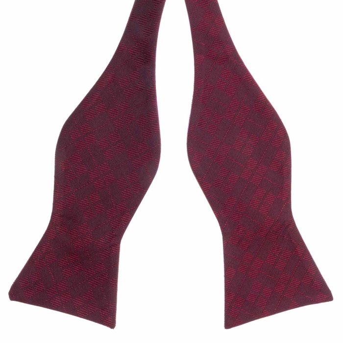 Mucha do wiązania jedwabna bordowa w kratkę żakardowa EM