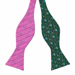 Mucha do wiązania jedwabna fuksja - zielona w linie drukowana EM