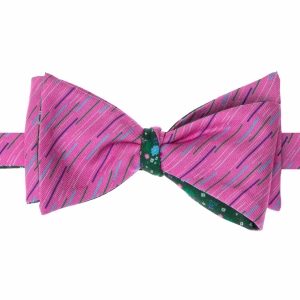 Mucha do wiązania jedwabna fuksja - zielona w linie drukowana EM