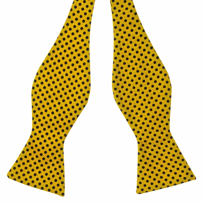 Mucha do wiązania jedwabna miodowo - żółta w czarne kropki drukowana EM