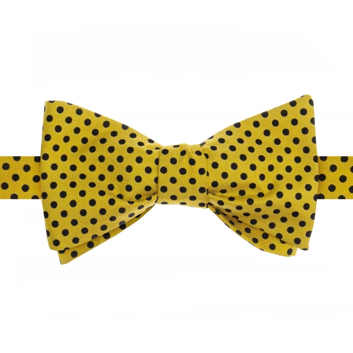 Mucha do wiązania jedwabna miodowo - żółta w czarne kropki drukowana EM