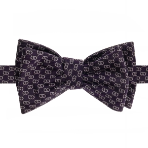 Mucha do wiązania jedwabna fioletowa z geometrycznym mikrowzorem żakardowa EM