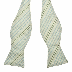 Mucha do wiązania jedwabna jasno - miętowa w tartanową kratkę żakardowa EM