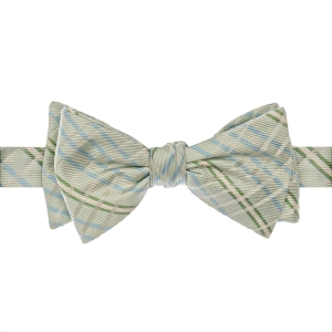 Mucha do wiązania jedwabna jasno - miętowa w tartanową kratkę żakardowa EM
