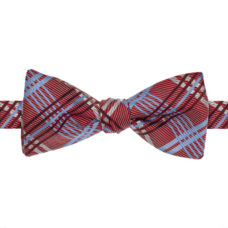 Mucha do wiązania jedwabna bordowa w kratkę żakardowa EM