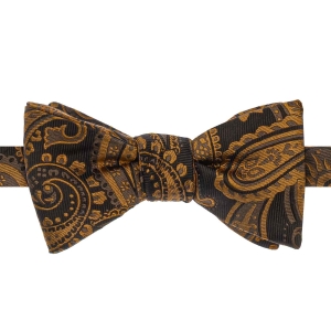 Mucha do wiązania jedwabna brązowo - miedziana w paisley żakardowa EM