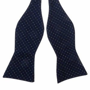 Mucha do wiązania jedwabna granatowa w kropki żakardowa EM