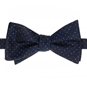 Mucha do wiązania jedwabna granatowa w kropki żakardowa EM