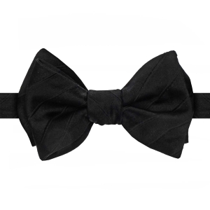 Mucha do wiązania jedwabna w czarno - grafitowa w paski żakardowa EM