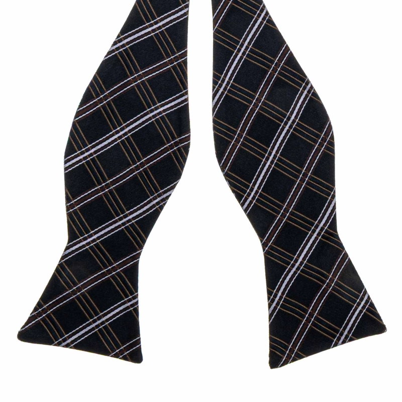 Mucha do wiązania jedwabna granatowa w paski żakardowa EM