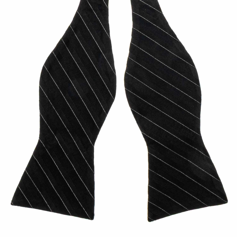 Mucha do wiązania jedwabna czarno - grafitowa w paski żakardowa EM