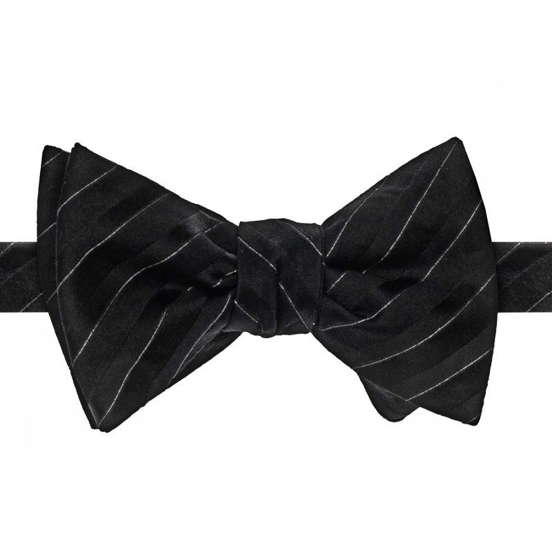 Mucha do wiązania jedwabna czarno - grafitowa w paski żakardowa EM