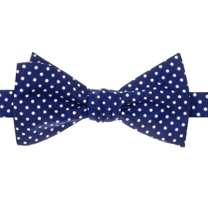 Mucha do wiązania jedwabna ciemnoniebieska w kropki drukowana EM