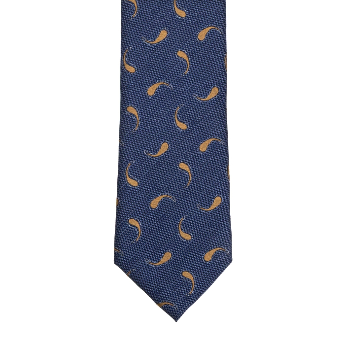 Krawat jedwabny granatowy z wzorem paisley PREMIUM EM