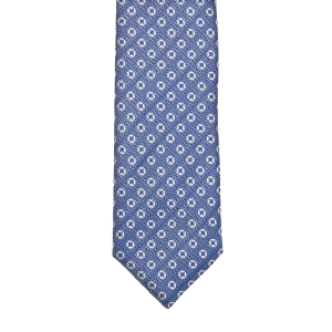 Krawat jedwabny niebieski z wzorem drobnych kwiatów PREMIUM EM