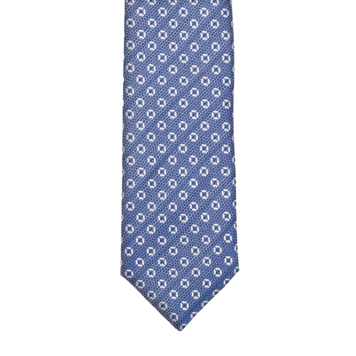 Krawat jedwabny niebieski z wzorem drobnych kwiatów PREMIUM EM