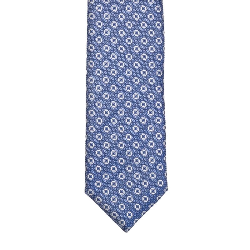 Krawat jedwabny niebieski z wzorem drobnych kwiatów PREMIUM EM