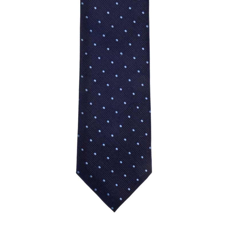 Krawat jedwabny granatowy z wzorem kropek PREMIUM EM