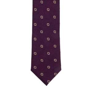 Krawat jedwabno- wełniany bordowy w mikrowzory PREMIUM EM