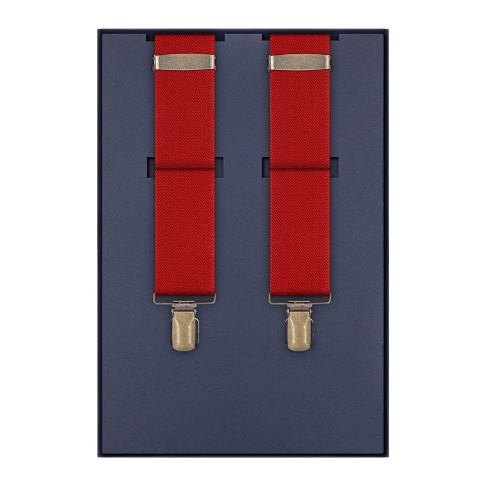 Szelki do spodni czerwone z fakturą gładkie EM