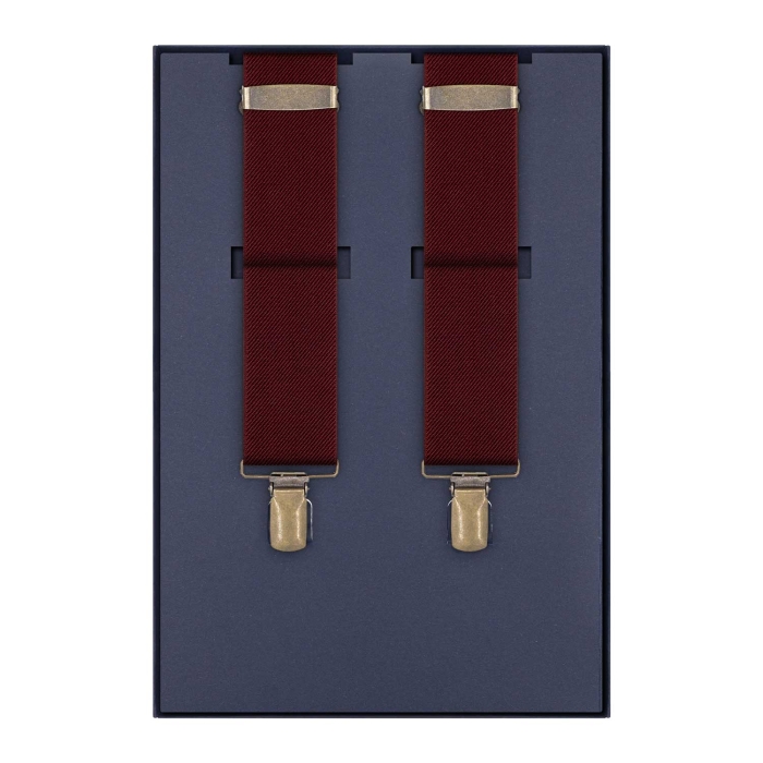 Szelki do spodni gładkie w kolorze bordowym EM