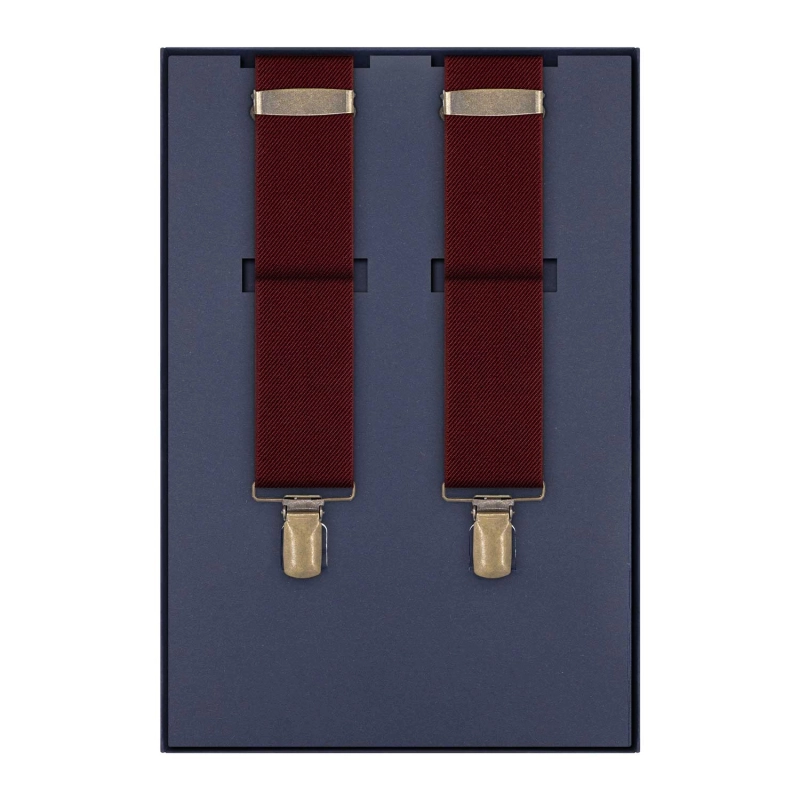 Szelki do spodni gładkie w kolorze bordowym EM