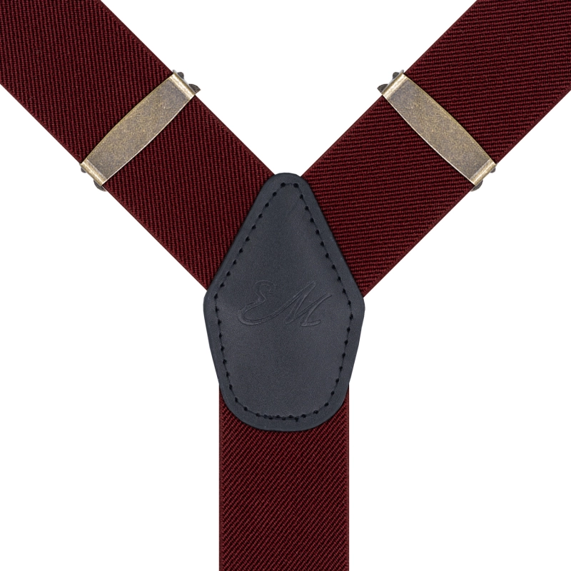 Szelki do spodni gładkie w kolorze bordowym EM