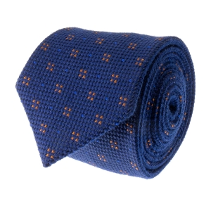 Krawat jedwabno- wełniany granatowy w mikrowzory PREMIUM EM