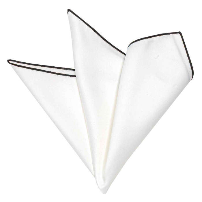 Poszetka biała z czarnym obszyciem EM