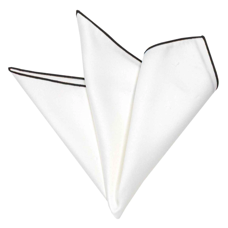 Poszetka biała z czarnym obszyciem EM