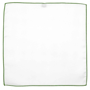 Poszetka biała z zielonym obszyciem EM